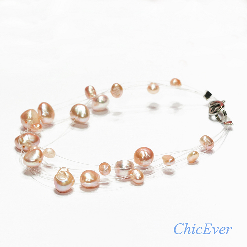 Perlenarmband Perlenarmkette Süßwasserperlen Armkette violett - zum Schließen ins Bild klicken